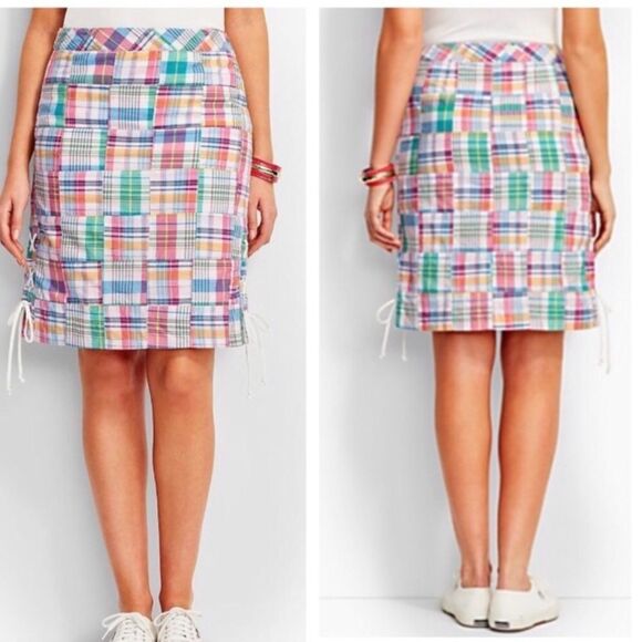 NWOT TALBOTS MULTI COLOR MADRAS PATCHWORK PENCIL SKIRT‎ 2 BOHO CHIC CONTEMPORARY - Picture 2 of 14